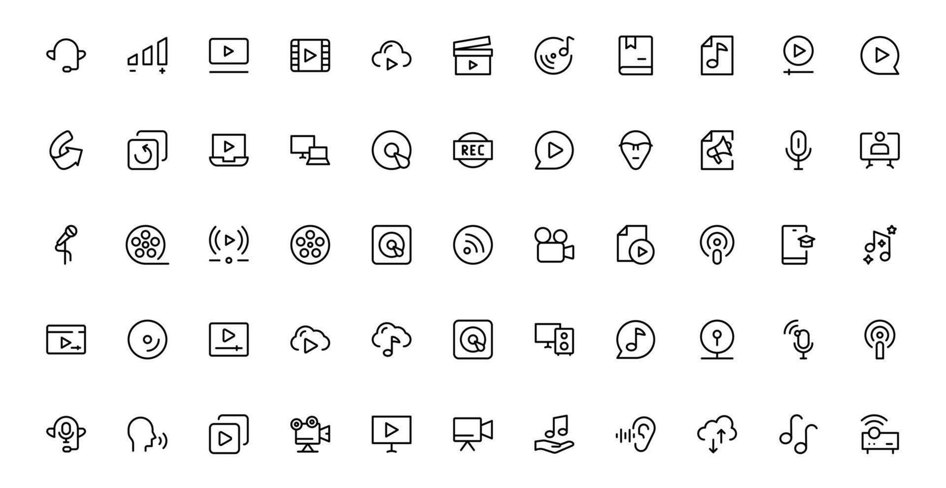 Explore Our Audio Icons Collection for Creative Projects. This Set Features Multimedia, Sound, and Symbols Perfect for UI and Web Design. vector