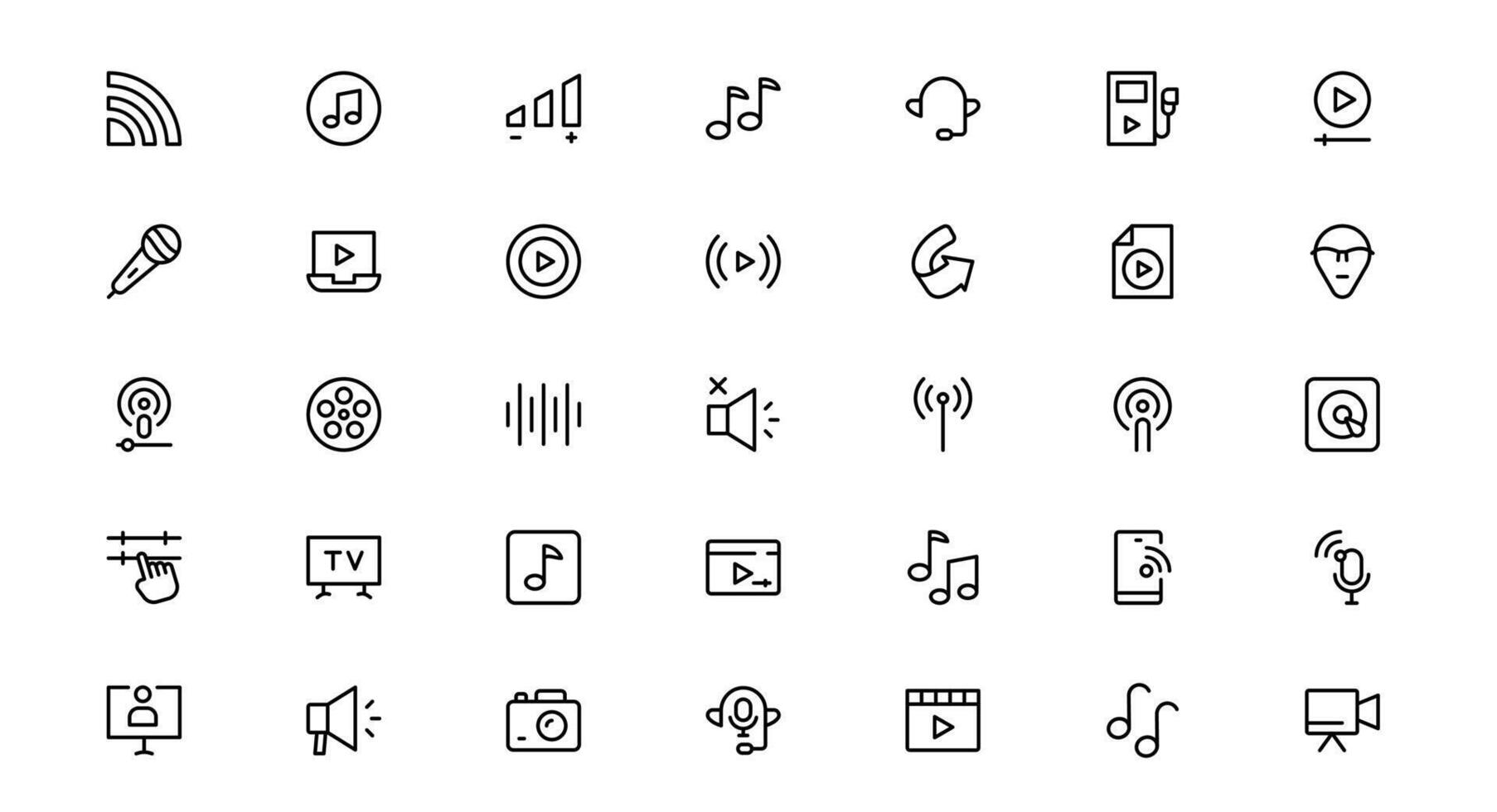 Our Audio Icons Collection for Creative Projects. This Set Features Multimedia, Sound, and Symbols Perfect for UI and Web Design. vector