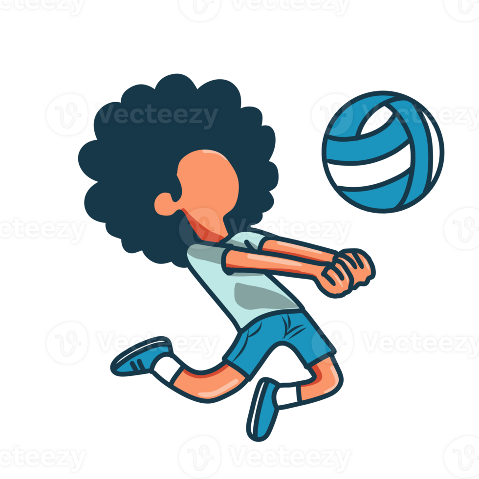 Volleyball player with afro playing with ball png