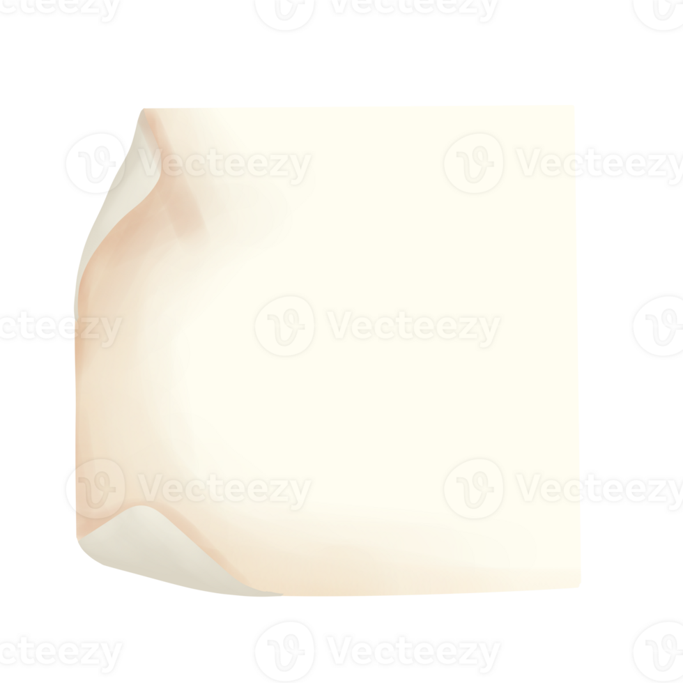 blank note paper curled at left side png