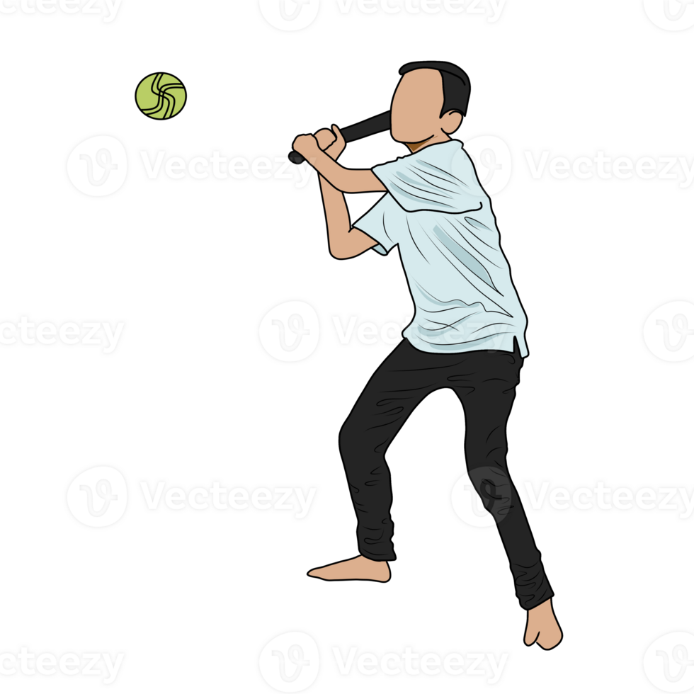 A man is swinging a bat at a ball png