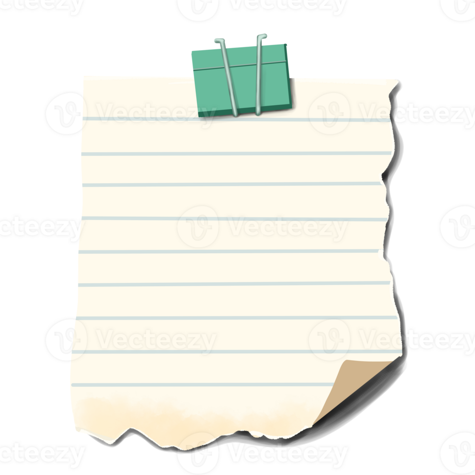 Torn old Paper with green clip png