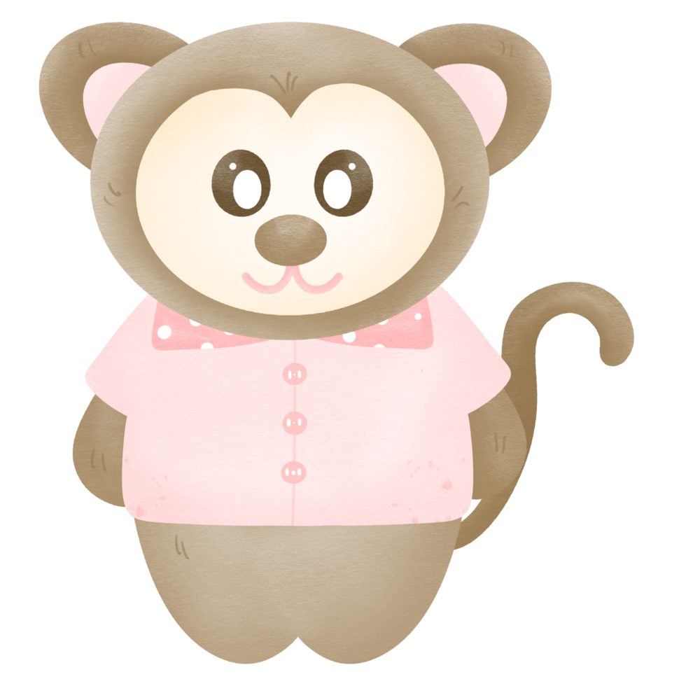 Cute monkey cartoon with shirt png