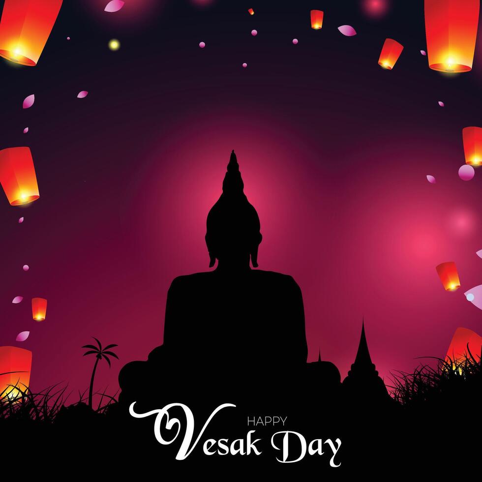 Happy Vesak Day temple background. vector