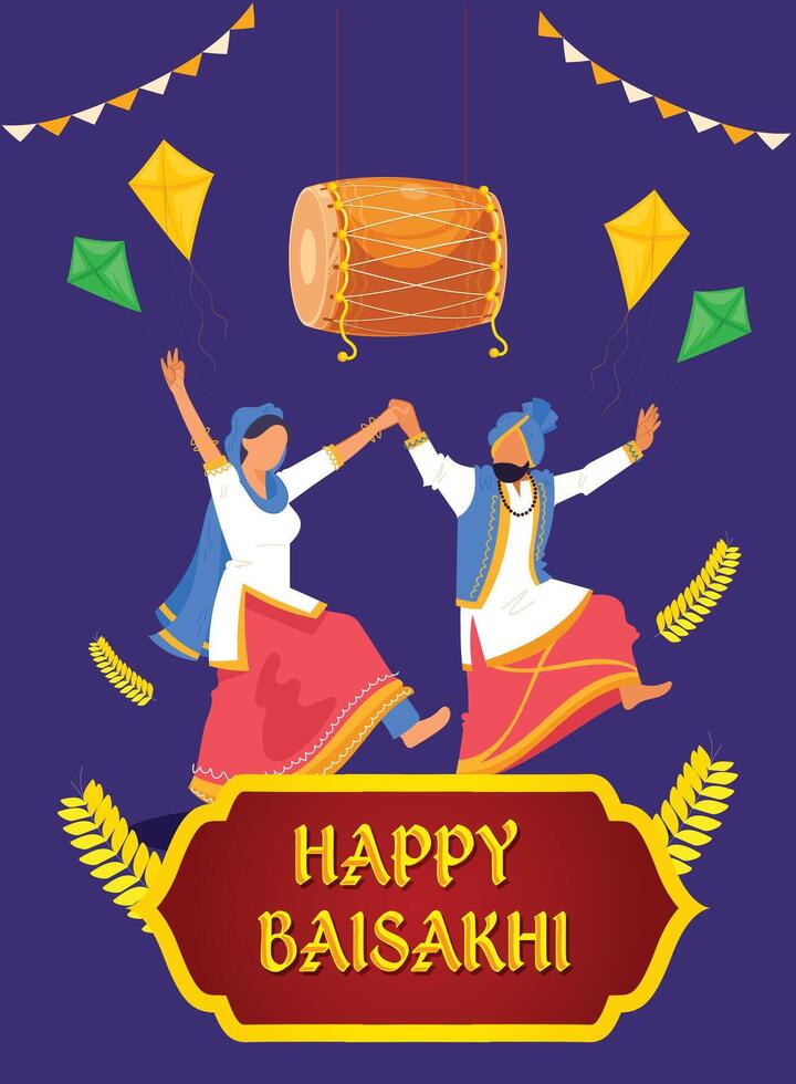 Happy Baisakhi festival of Punjab India background. abstract illustration banner design. vector