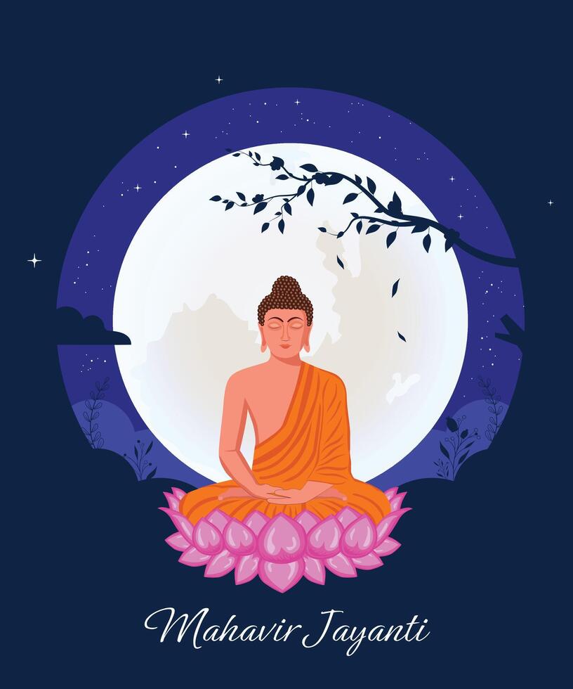 Banner design of happy mahavir jayanti. Mahavir Jayanti graphic banner template in simple and modern illustrative style vector