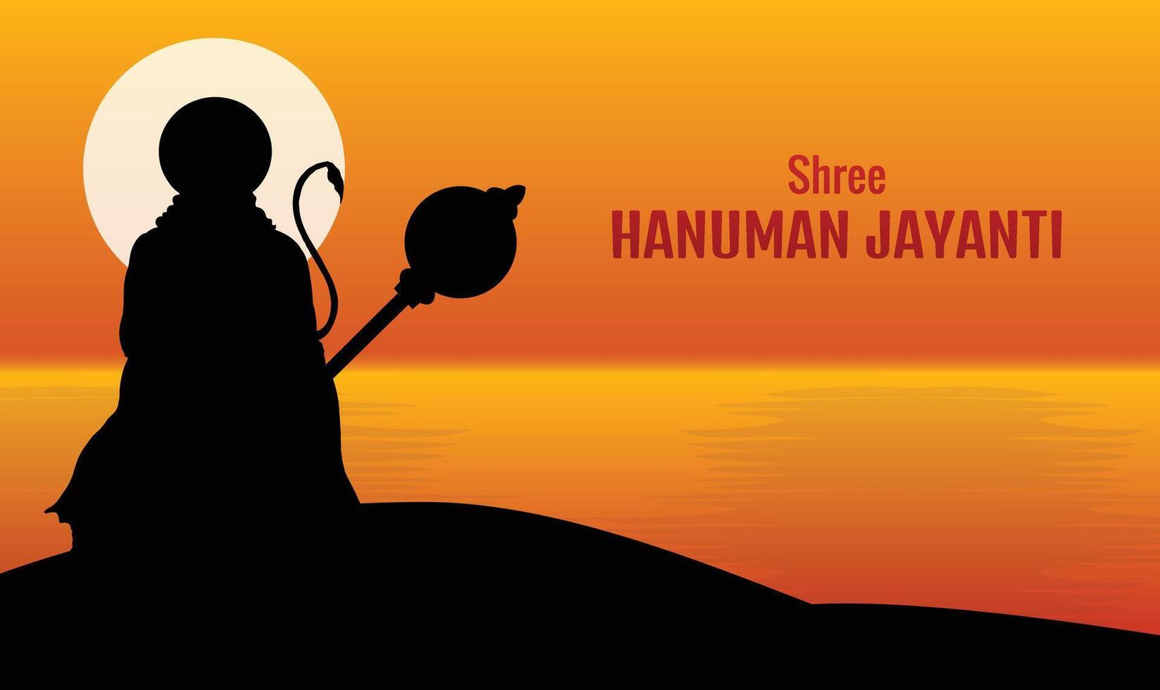 Hanuman Jayanti poster wallpaper design, Hindu God silhouette background template vector