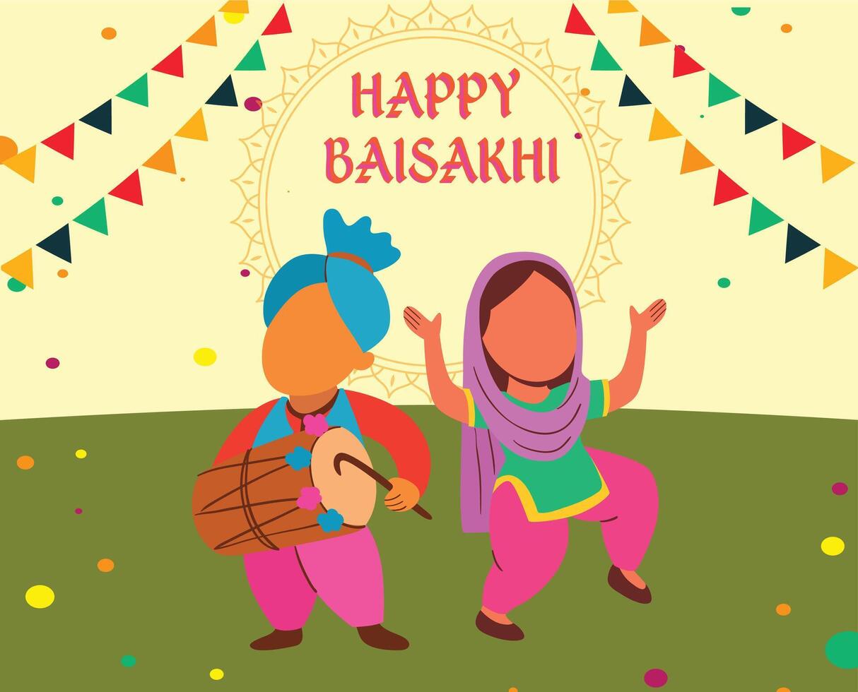 Happy Baisakhi festival of Punjab India background. . vector