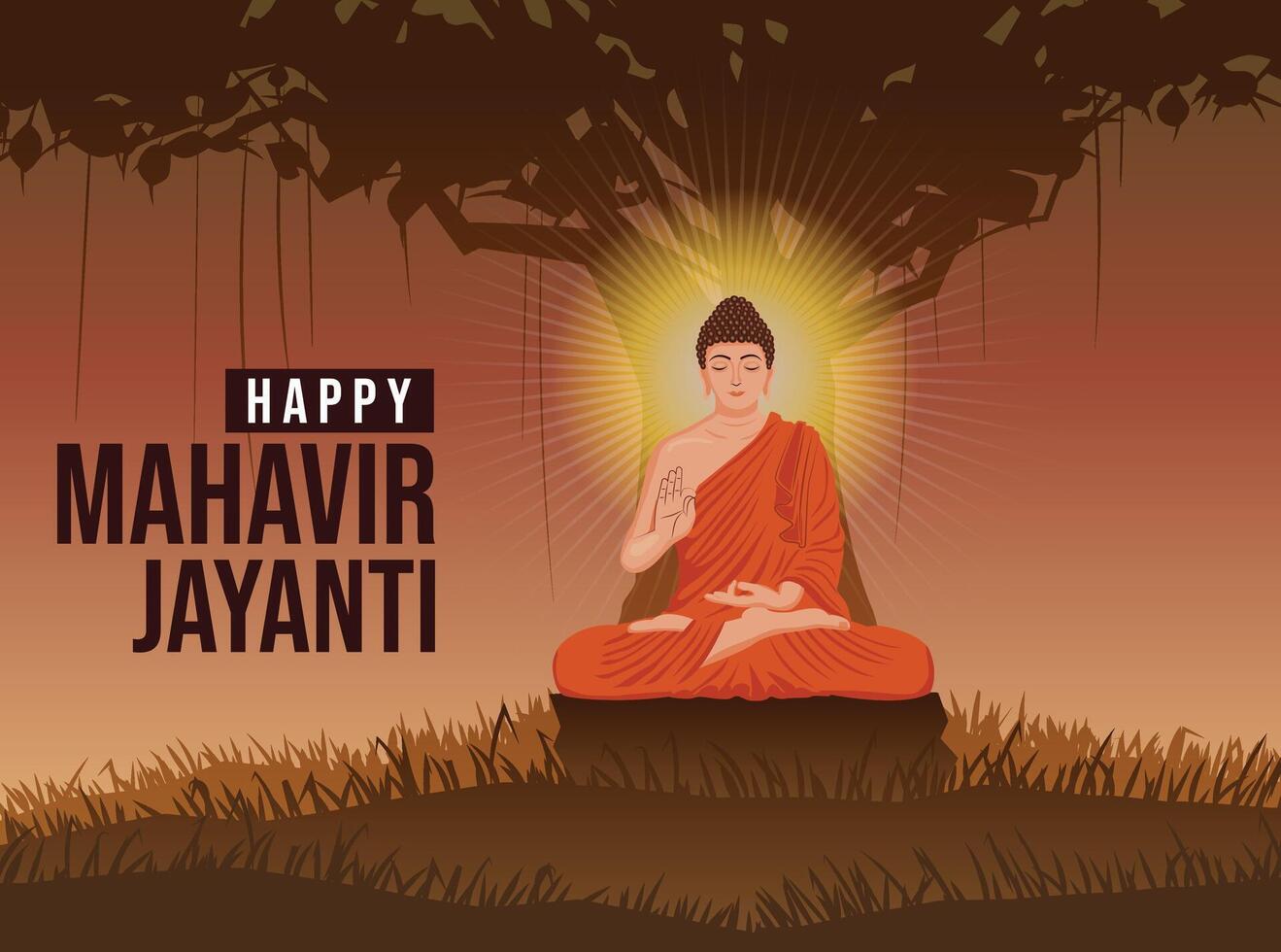 Mahavir Jayanti background. Illustration of Lord Mahavira for Mahavir Jayanti, also known as Mahavir Janma Kalyanak vector