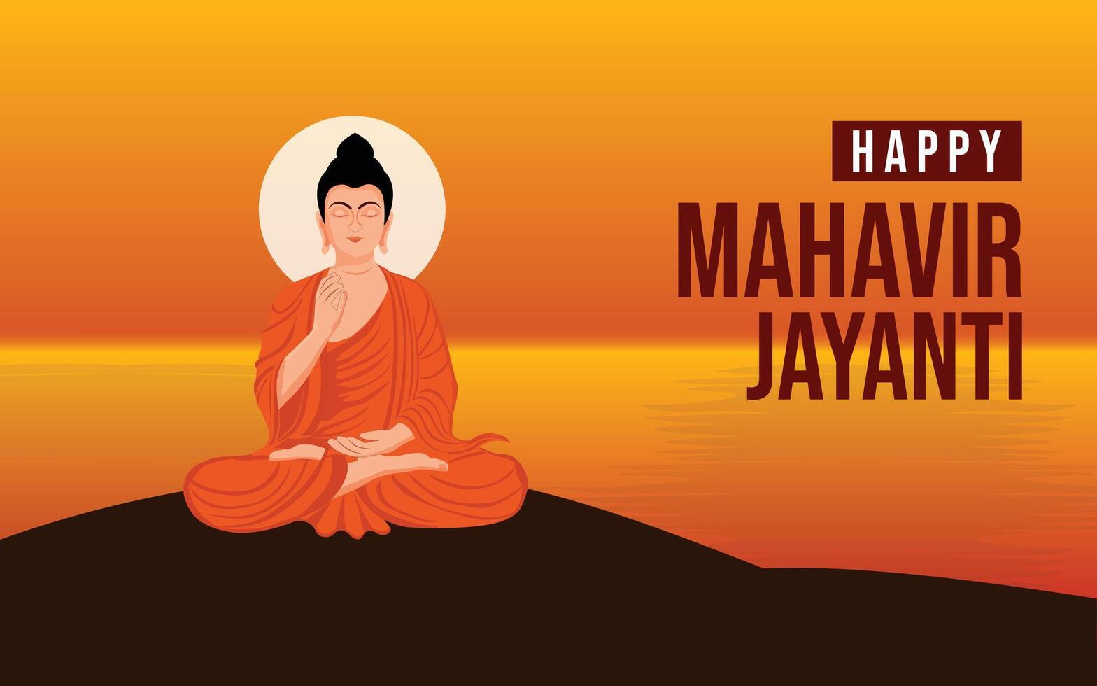 Mahavir Jayanti background. Illustration of Lord Mahavira for Mahavir Jayanti, also known as Mahavir Janma Kalyanak, the most important religious holiday vector