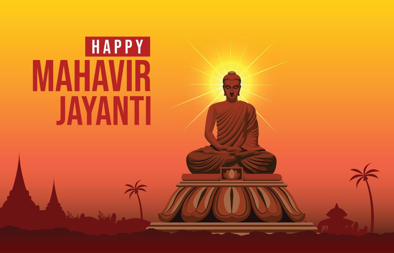 Mahavir Jayanti background. Illustration of Lord Mahavira for Mahavir Jayanti vector