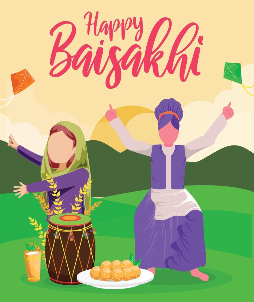 Illustration of Punjabi New Year Happy Baisakhi background vector