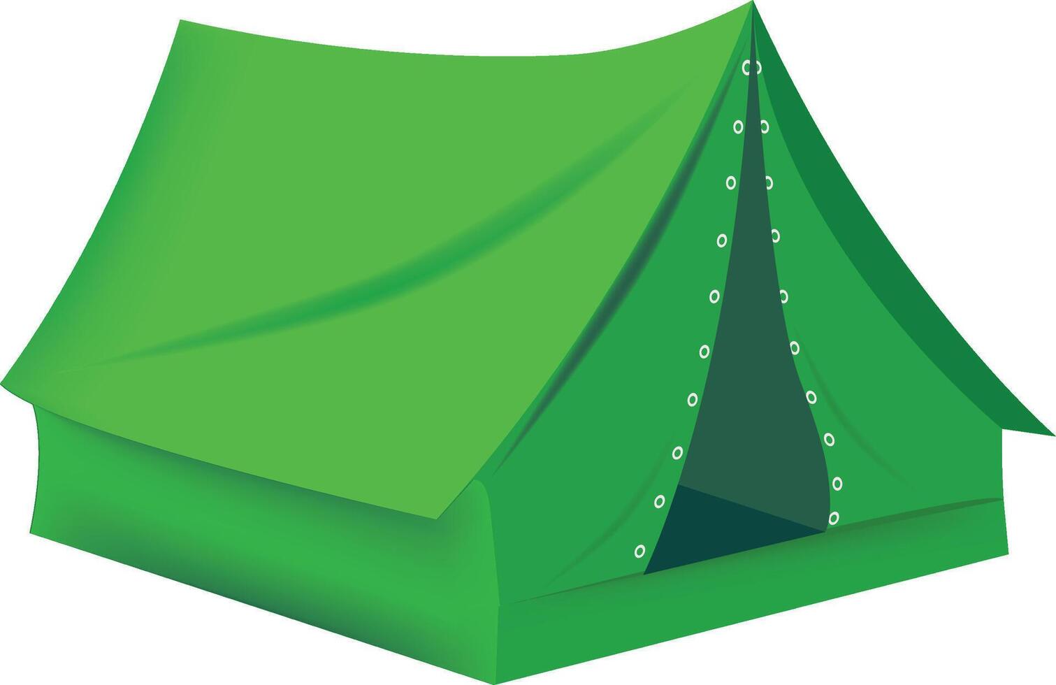 A green tent on a white background vector