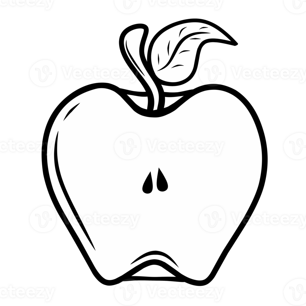 Line illustration of an apple png