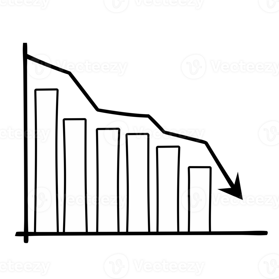 Line art business graph with arrow png
