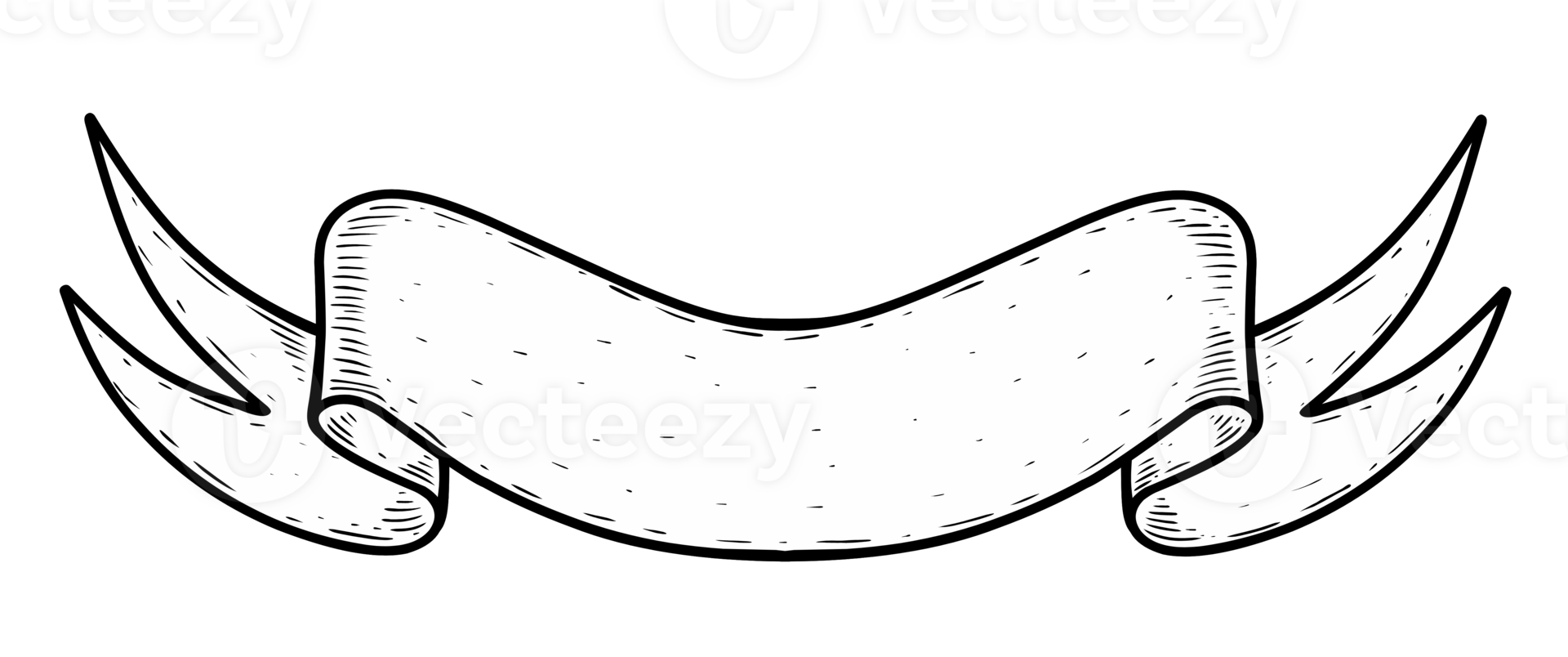 Sketch Illustration of banner ribbon black png