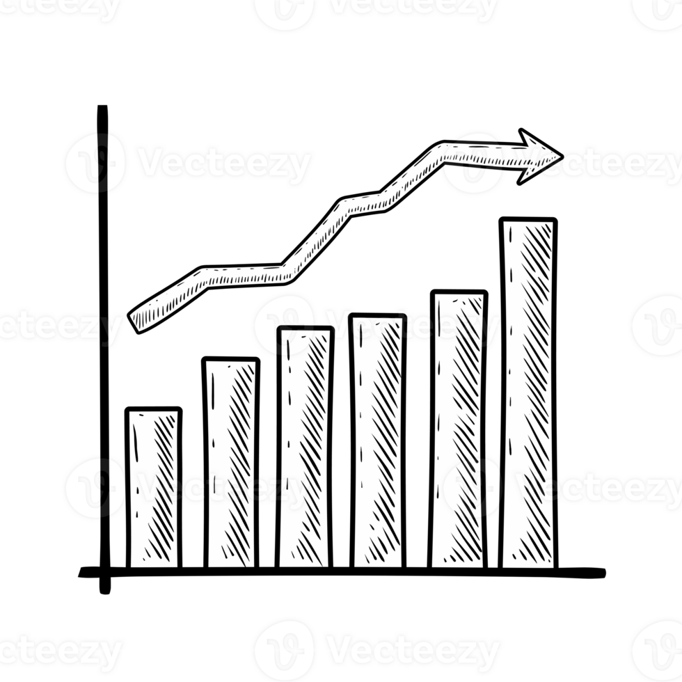 Sketch business graph with arrow png