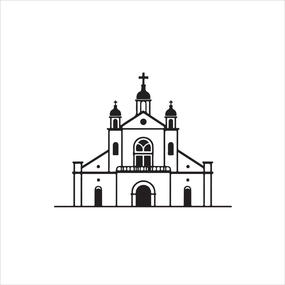 A church icon in black and white vector
