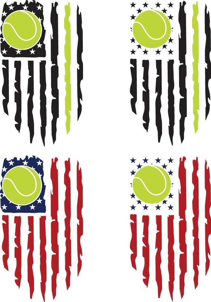 US Flag Tennis, American Tennis Flag, Tennis Season vector