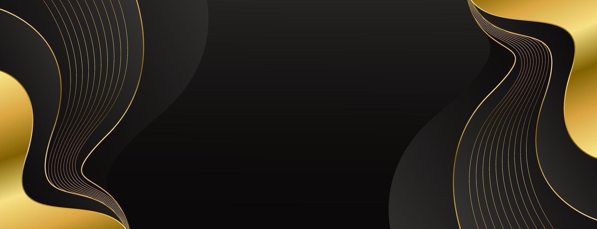 Elegant black and gold abstract banner background vector