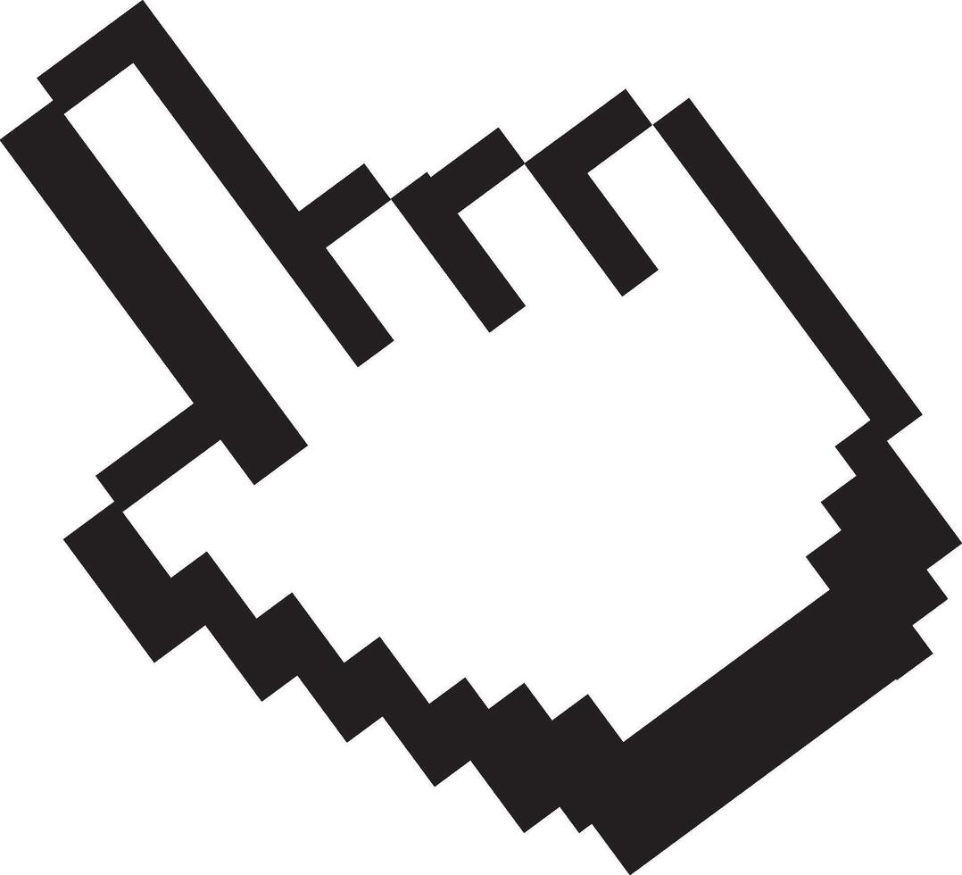 A pixel hand pointing up on a white background vector