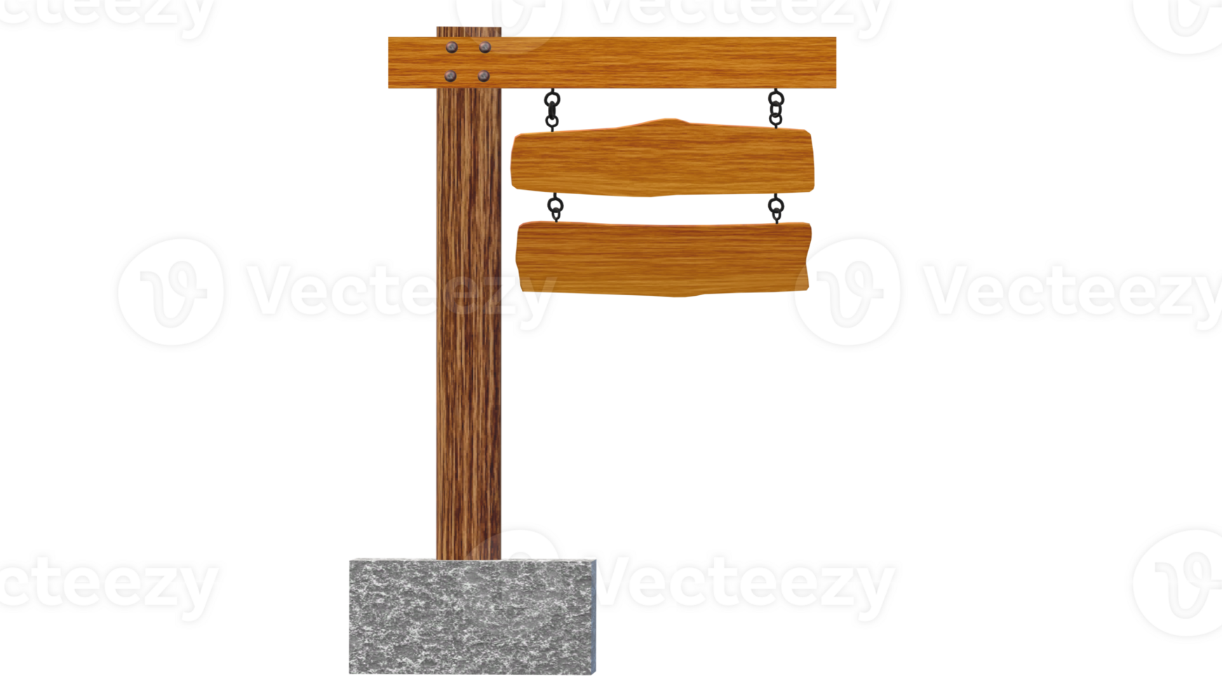 wooden sign on a wooden post with a chain png
