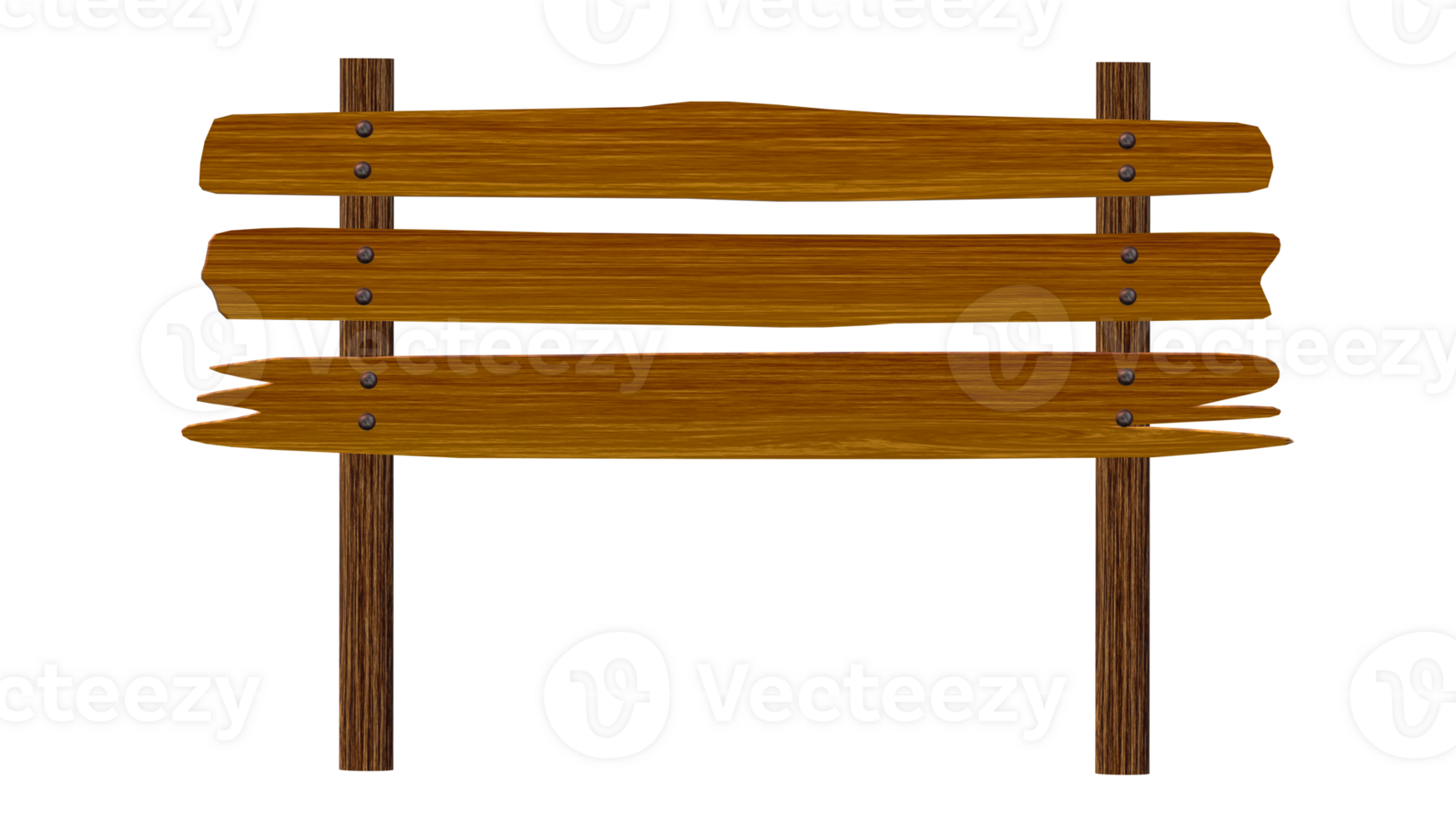 wooden sign with three wooden poles on a transparent background png
