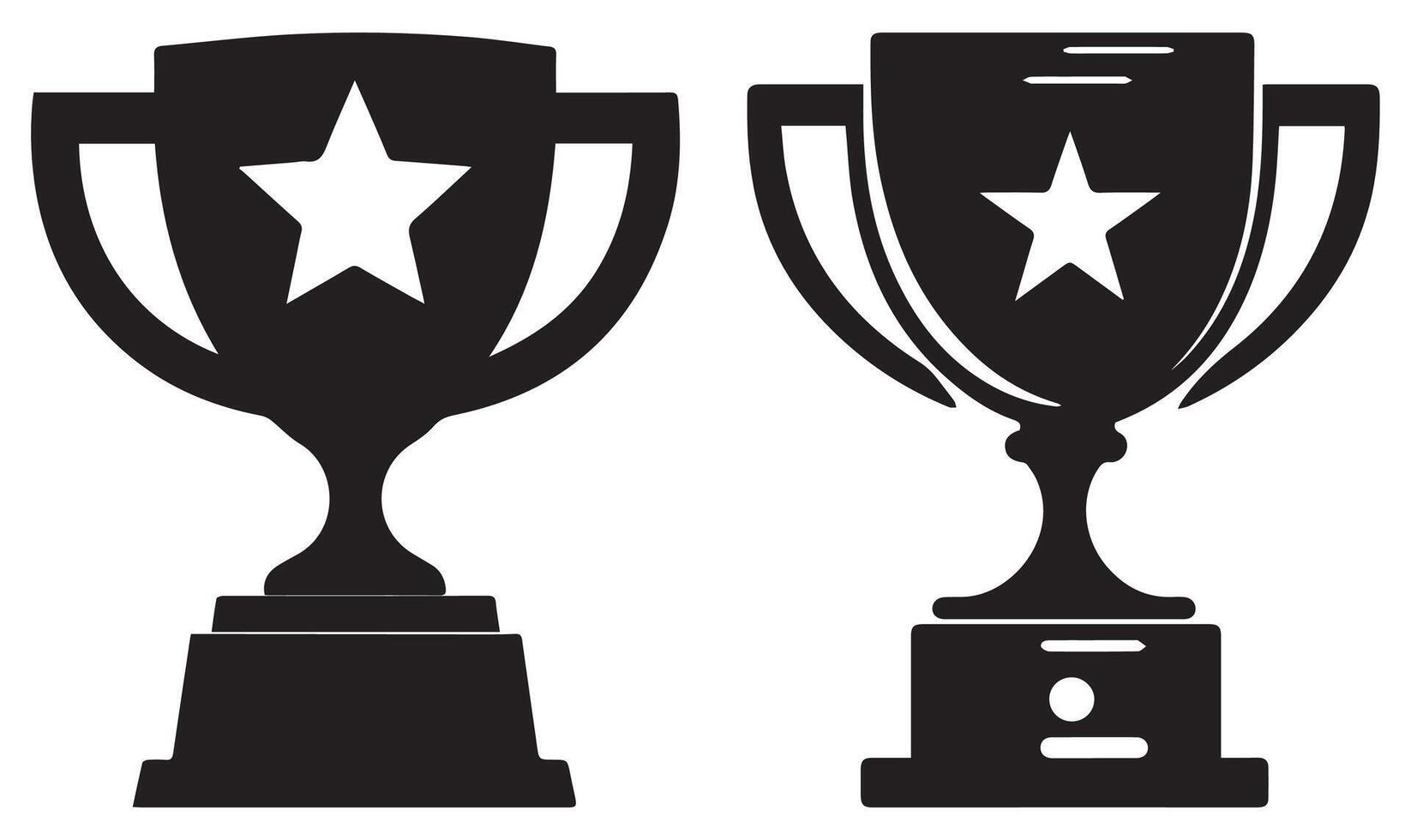 Trophy Cup Silhouette Set, Black Icons for Awards and Achievements vector
