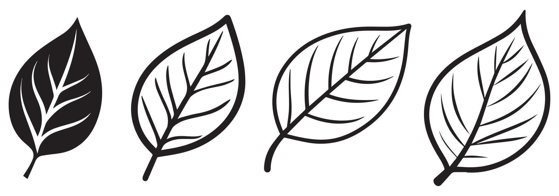 Leaf Silhouette Set, Black Isolated Nature Elements for Design vector