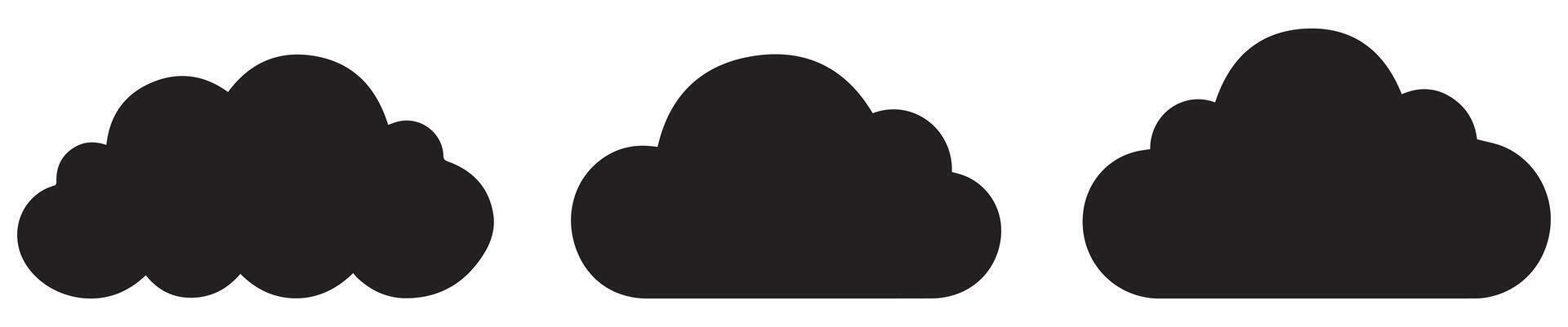 Simple Cloud Silhouette Icons, Minimalist Cloud Set for Logos and Designs vector