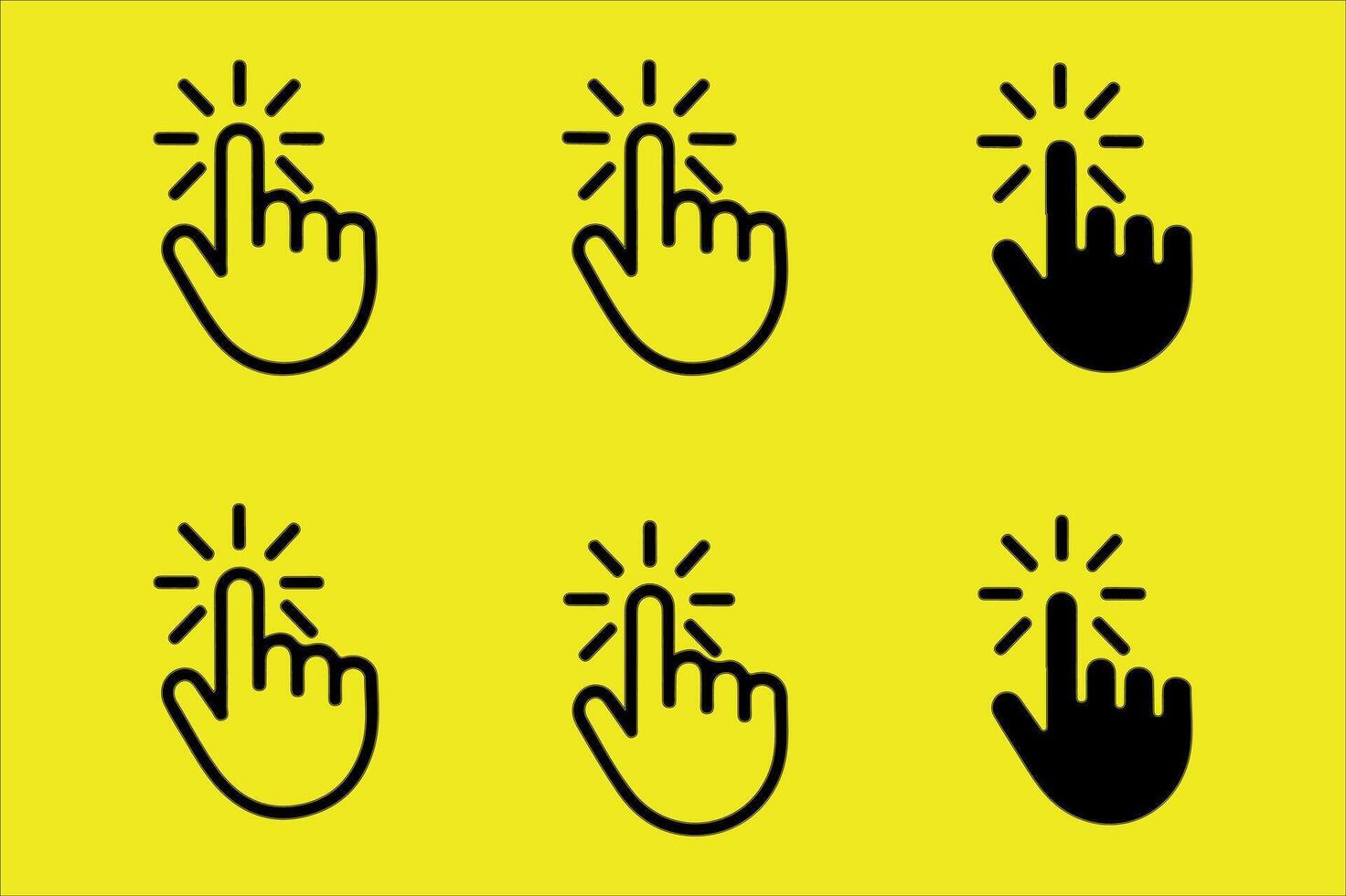 A series of digital hand icons, each with a pointing index finger indicating interactive actions vector
