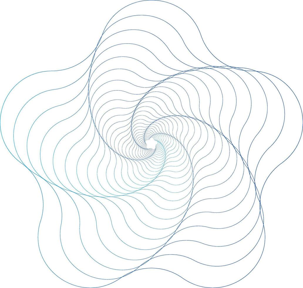 A mesmerizing spiral pattern with flowing lines in shades of blue creates an elegant and dynamic visual experience vector