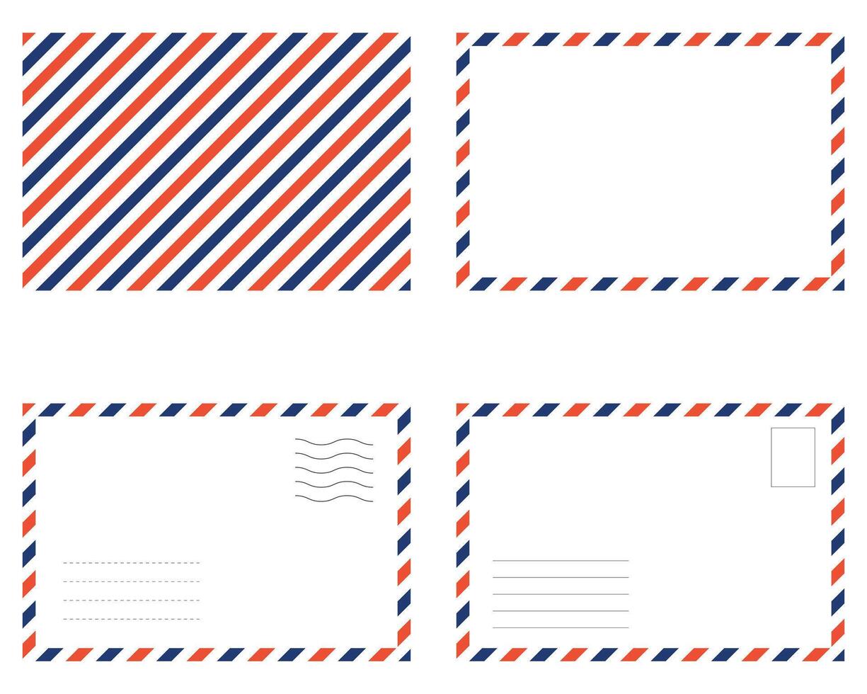 air mail letter . post stamp. airmail frame postcard. vector