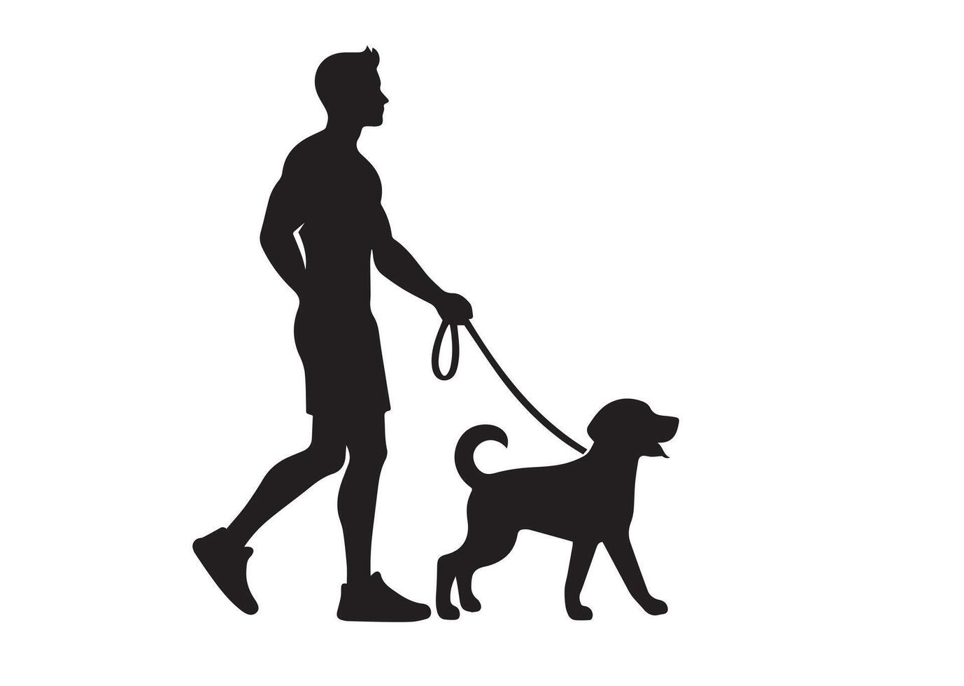 Man Walking Dog Silhouette vector