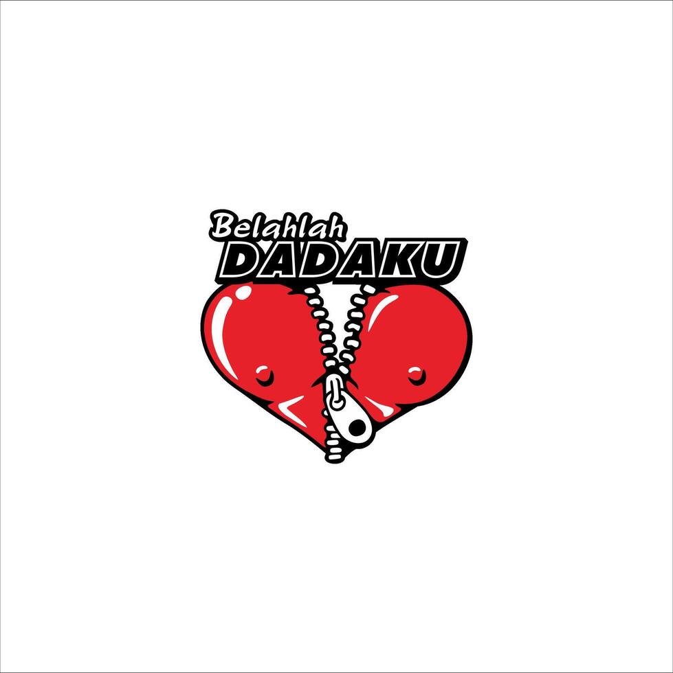 Illustration of a zippered heart and the words split my chest vector