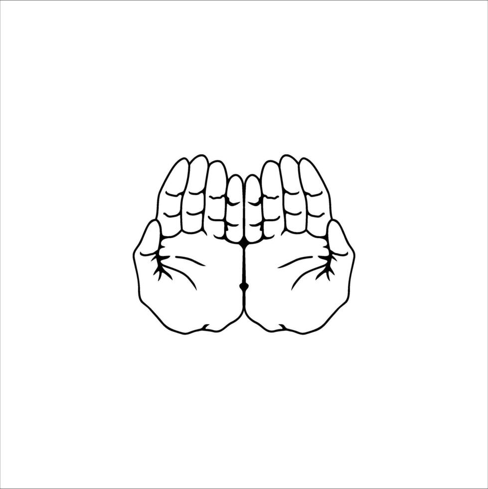 Two palms together to pray. vector