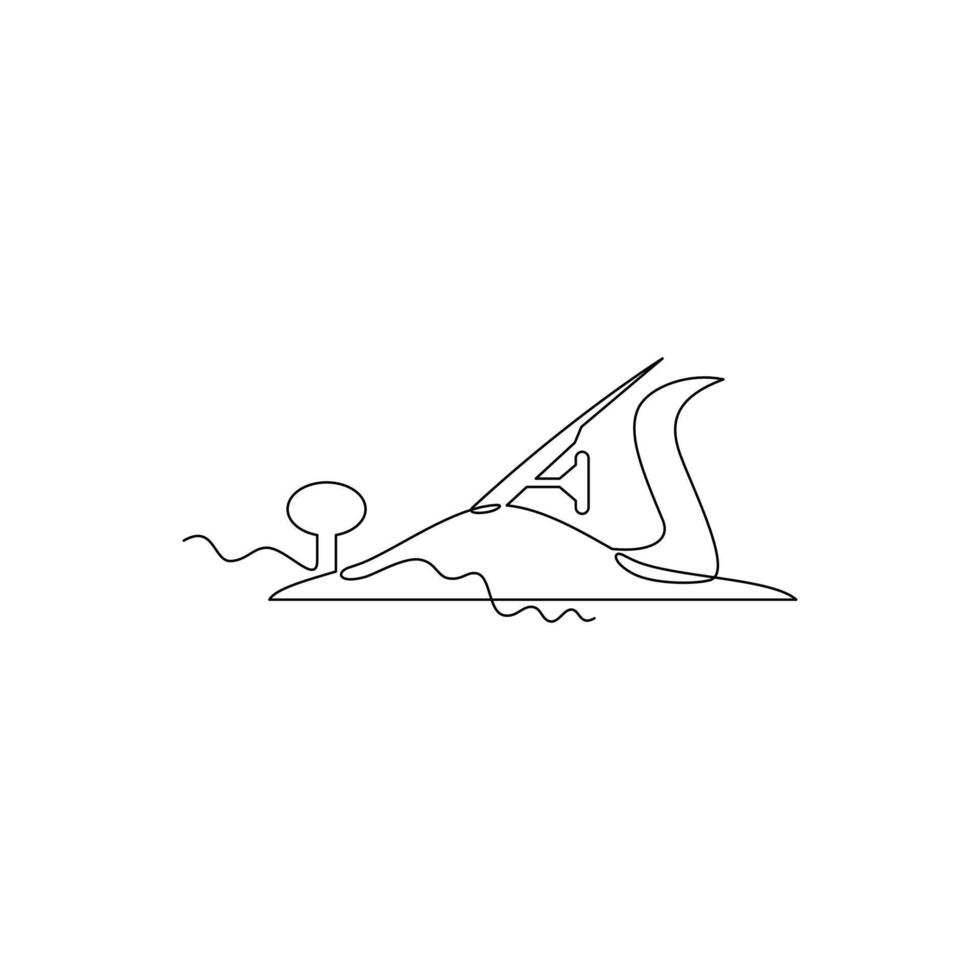 one line art Plane Tool illustration. line art, one continuous line, simple, hand drawn and sketch style. for icons, symbols, signs or logos vector
