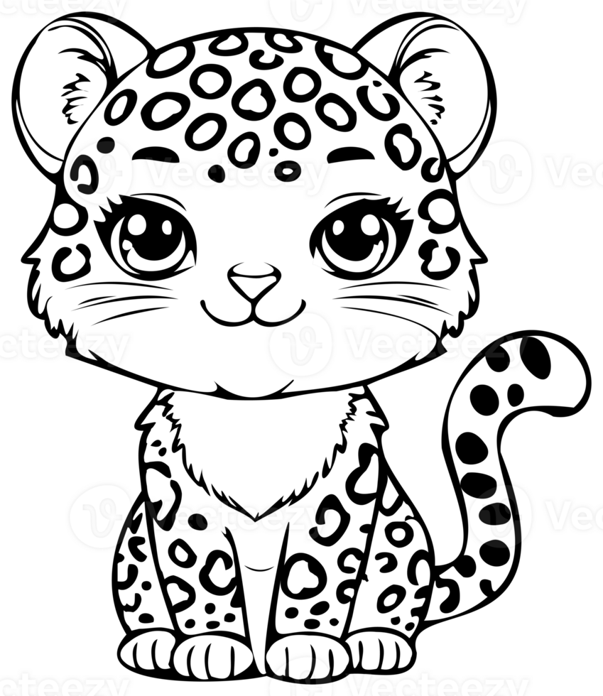 Cute Cartoon Leopard Character coloring, png