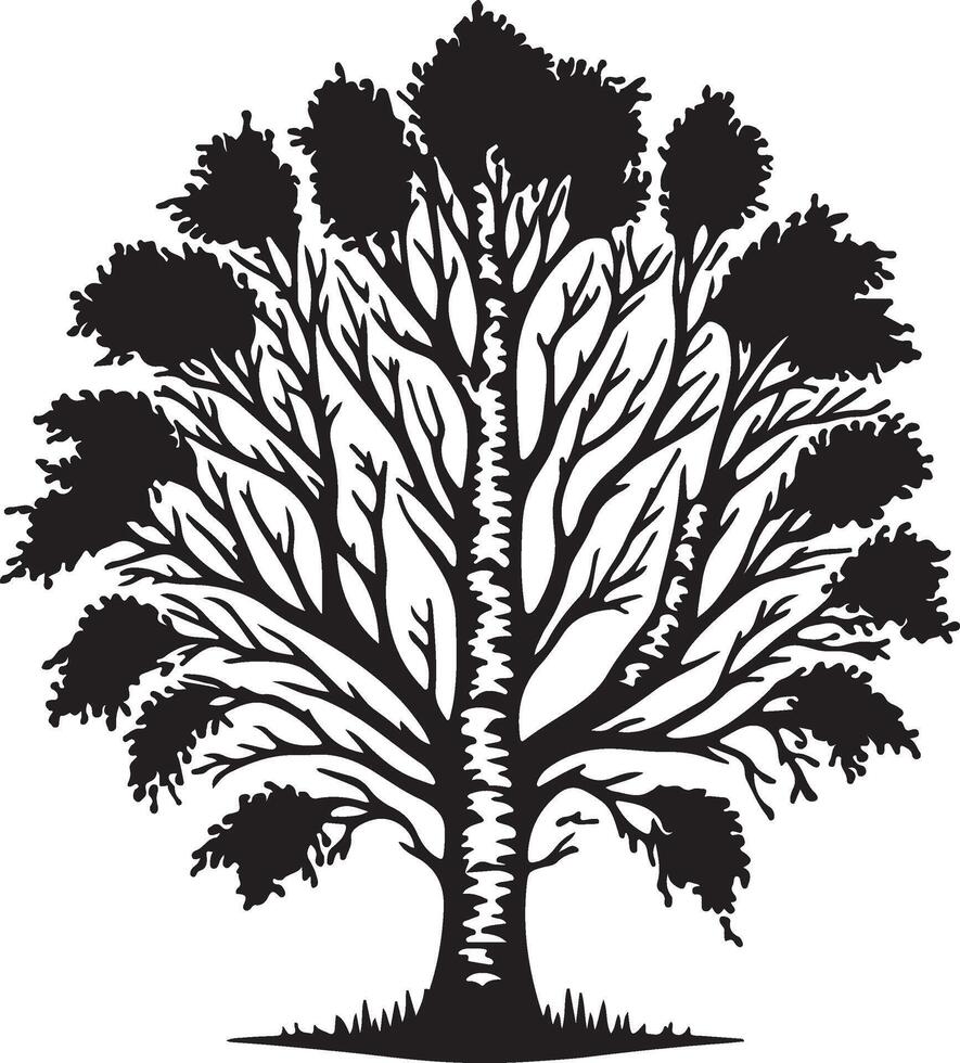 The unique black and white silhouette of a tree for you vector