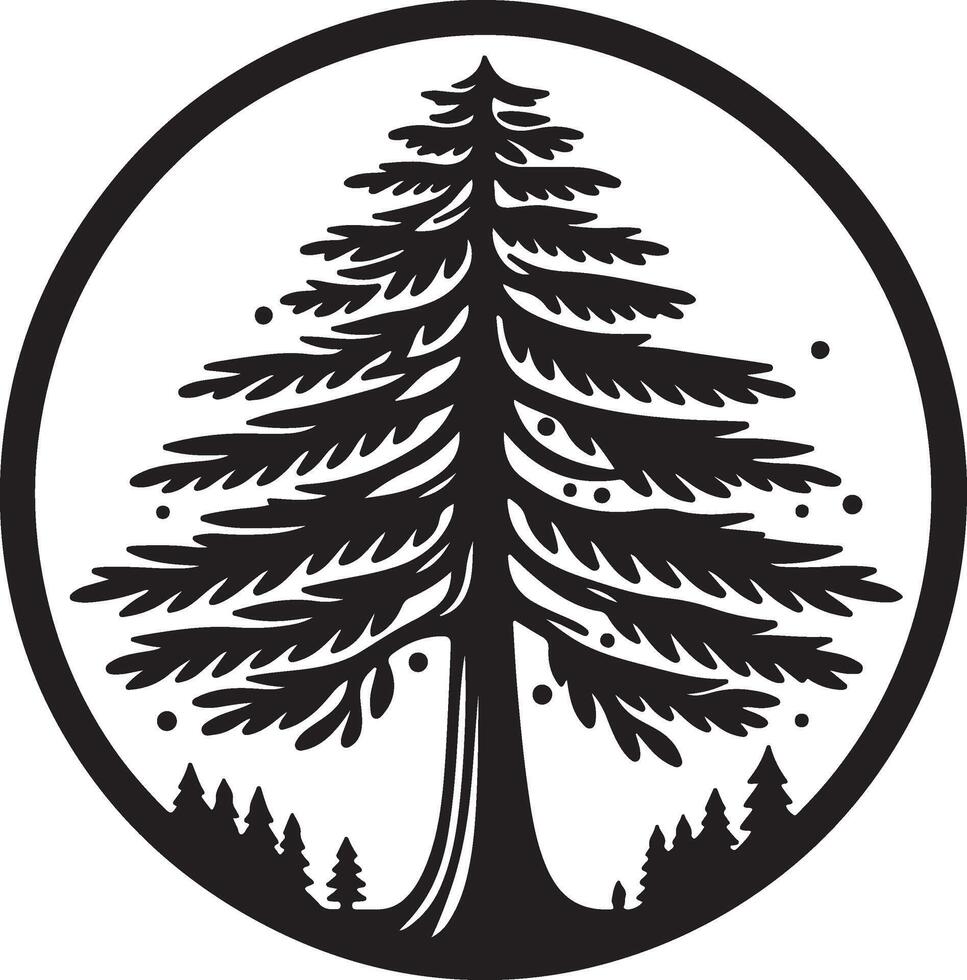 Cedar Tree Emblem Black and White Nature Symbol vector