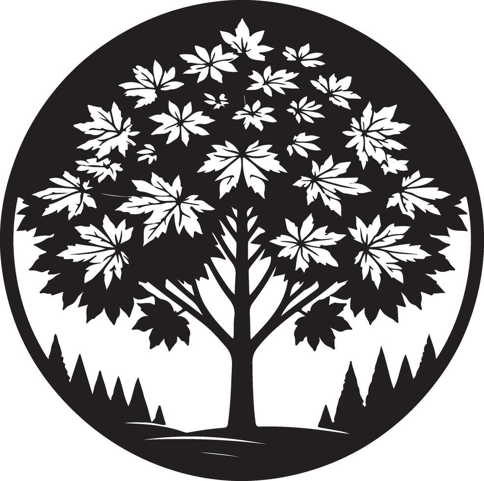 Black and white floral tree silhouette design vector