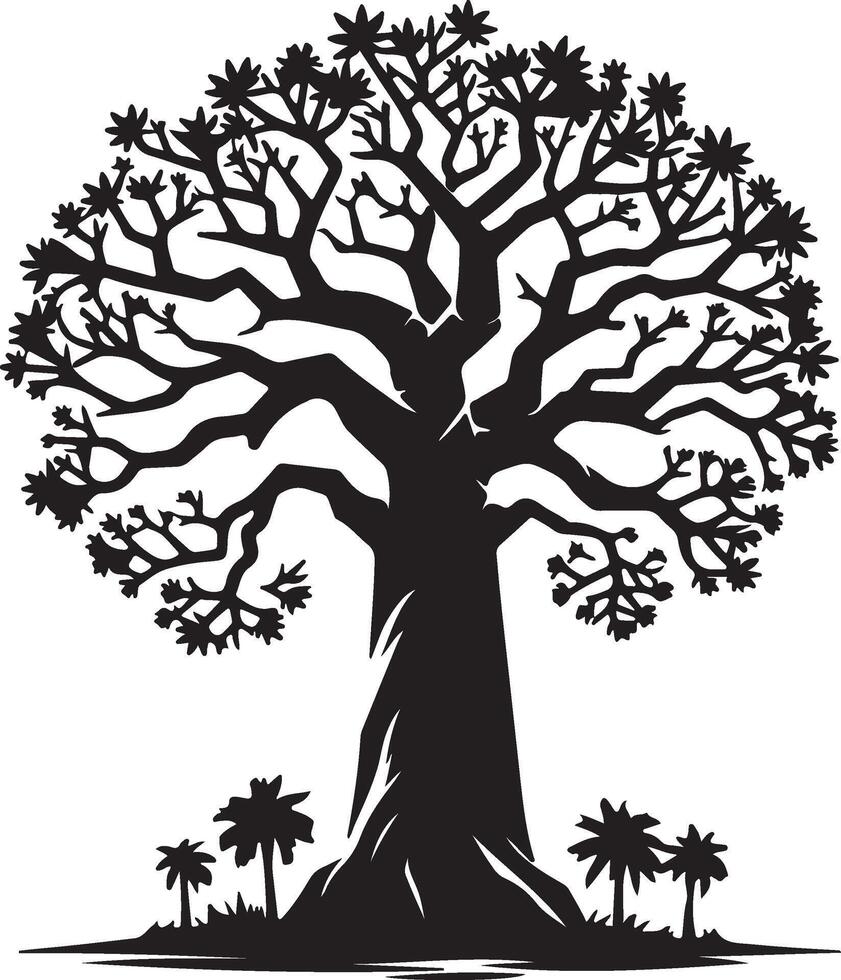 Majestic Baobab Tree Silhouette Tropical Landscape vector