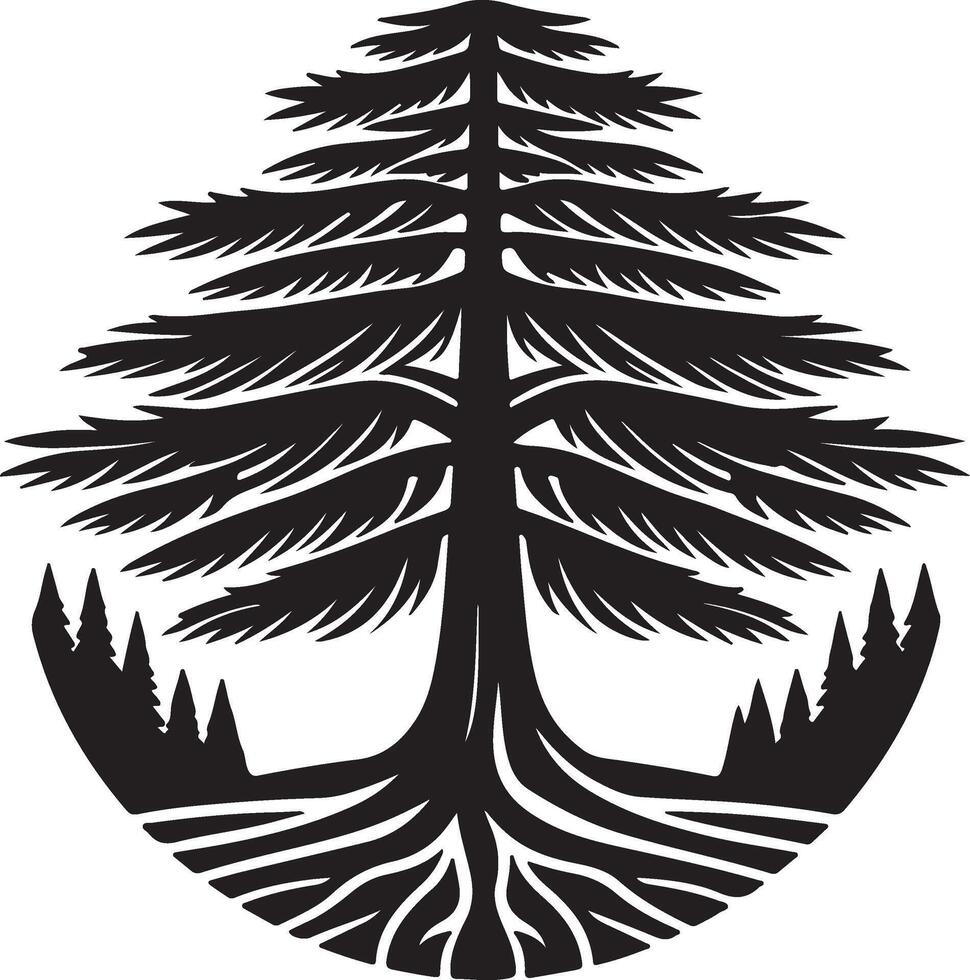 Majestic Black Silhouette Tree Nature Illustration vector