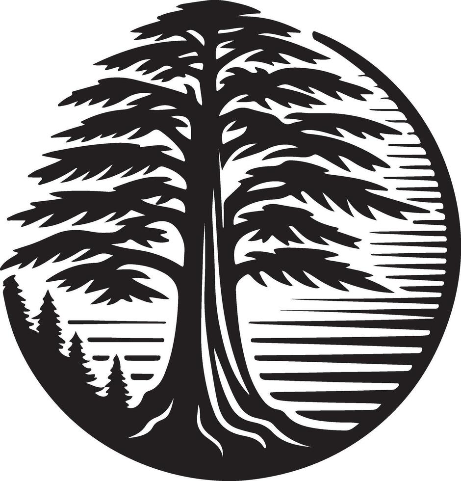 Majestic Tree Silhouette Nature Landscape Design vector