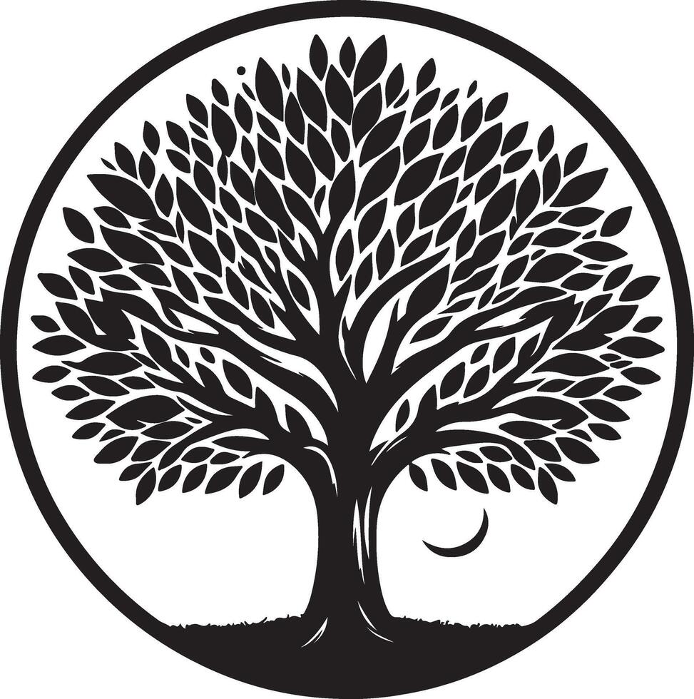 a black and white logo of a tree with leaves for you vector