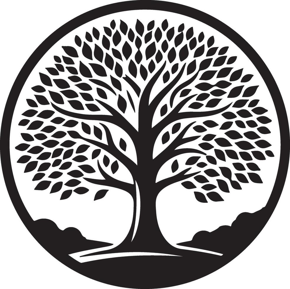 Tree of Life symbol black and white nature design vector