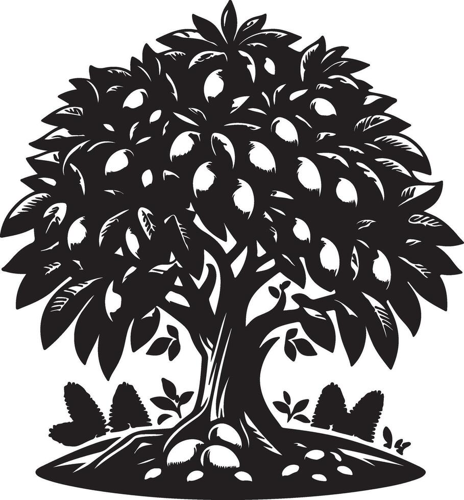 The unique an illustration of a tree with fruit on it vector