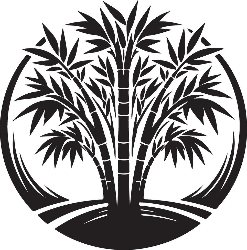 a black and white logo of a bamboo tree vector