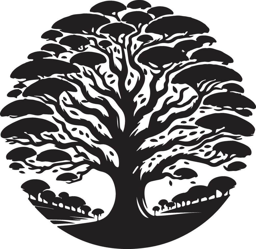 an image of a black and white tree vector