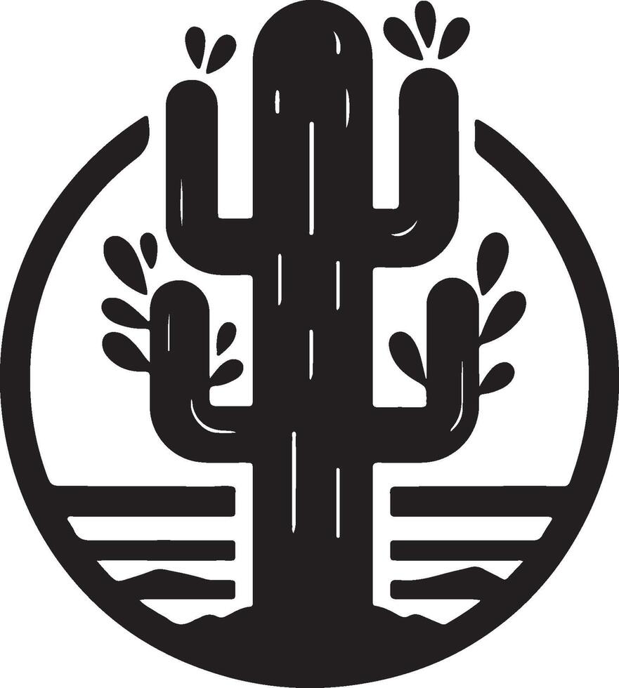 a cactus is shown in a circle with water vector